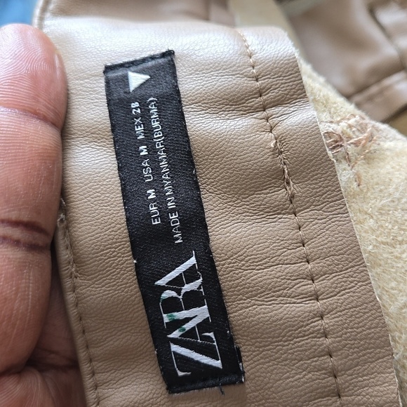 Zara Faux Leather Tan Trouser Pants Contemporary Modern Minimalist - Picture 5 of 9